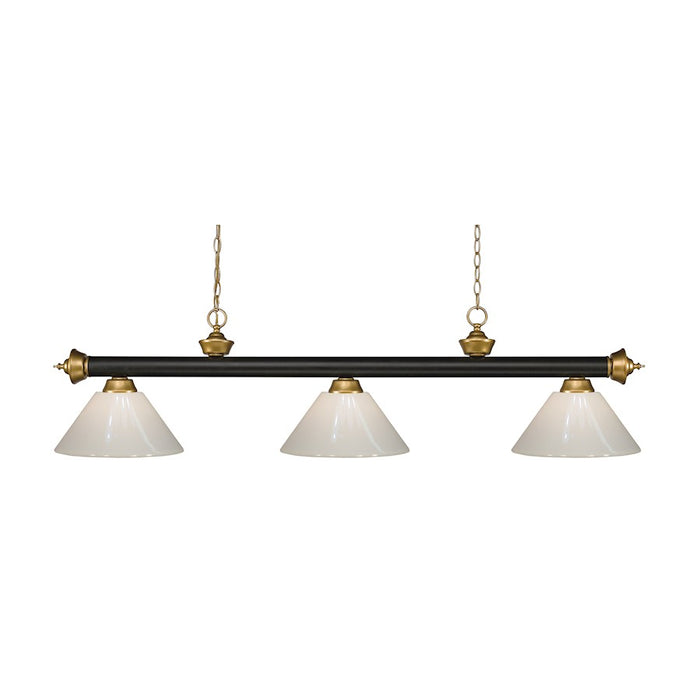 Z-Lite Riviera 3 Light Billiard Light, Bronze/Satin Gold/White - 200-3BRZ-SG-PWH