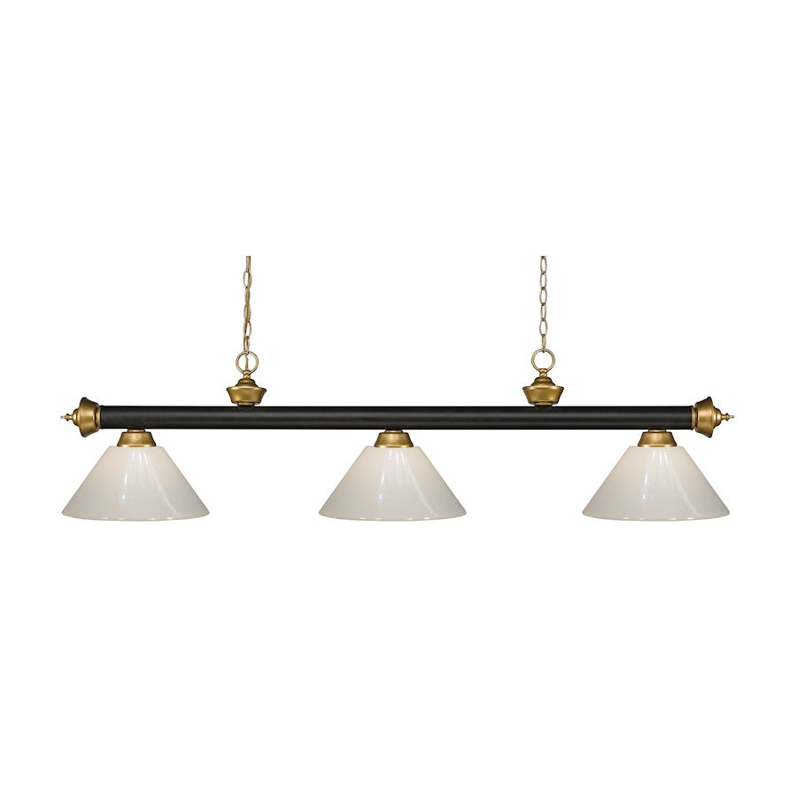 Z-Lite Riviera 3 Light Billiard Light, Bronze/Satin Gold/White - 200-3BRZ-SG-PWH