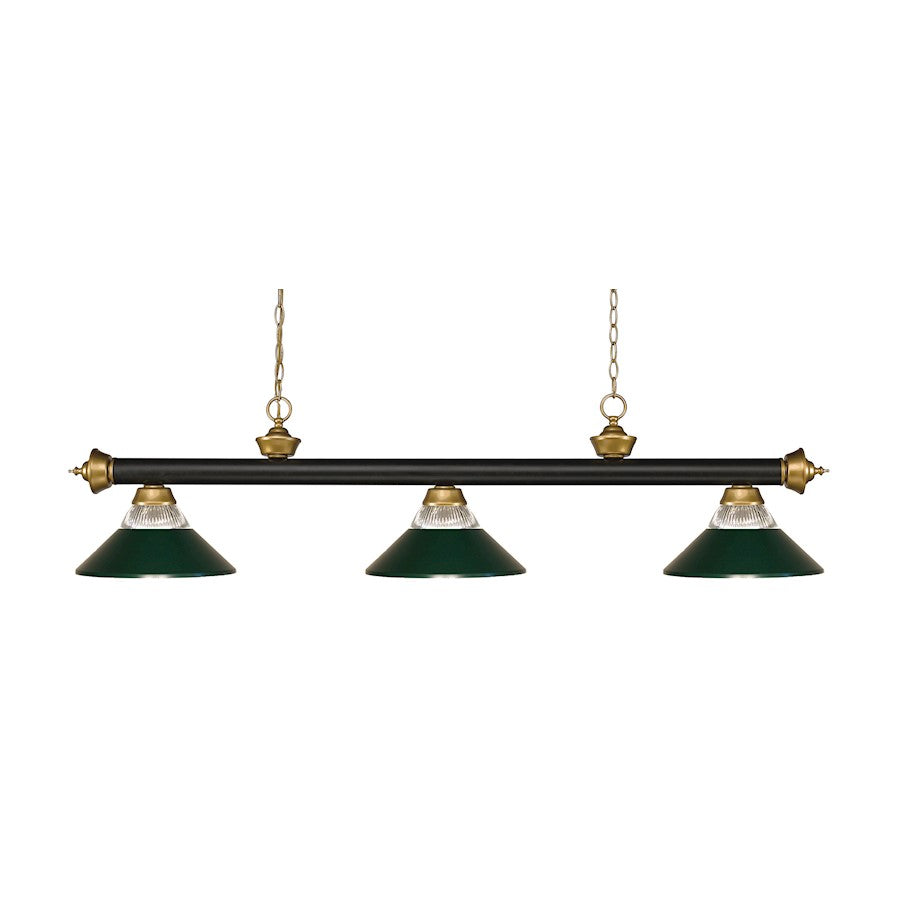 Z-Lite Riviera 3 Light Billiard, Bronze/Satin Gold/Bronze - 200-3BRZ-SG-SBRZ
