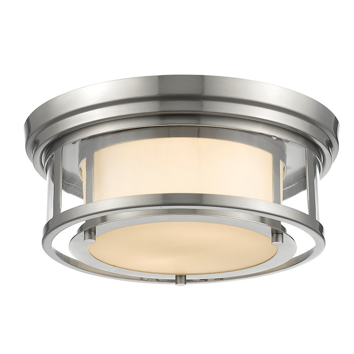 Z-Lite Luna 2 Light Flush Mount, 13x5", Brushed Nickel, Matte Opal - 2005F13-BN