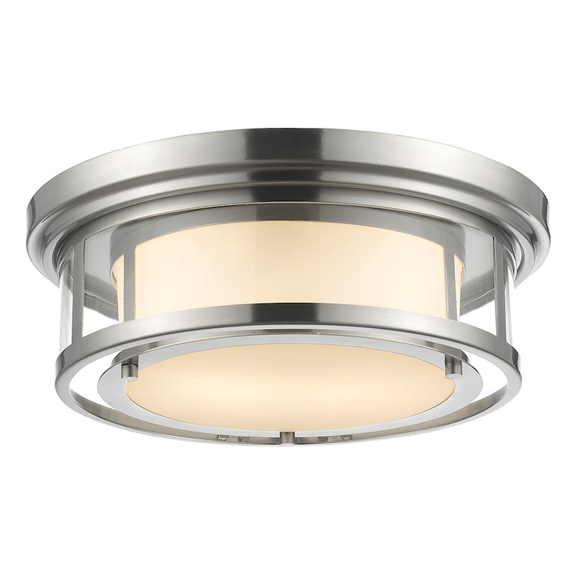 Z-Lite Luna 2 Light Flush Mount, 15.5x5.5", Brushed Nickel, Matte Opal - 2005F16-BN