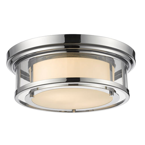 Z-Lite Luna 2 Light Flush Mount, 15.5x5.5", Chrome, Matte Opal - 2005F16-CH