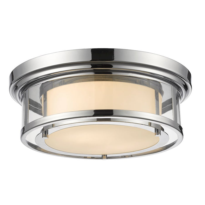 Z-Lite Luna 2 Light Flush Mount, 15.5x5.5", Chrome, Matte Opal - 2005F16-CH