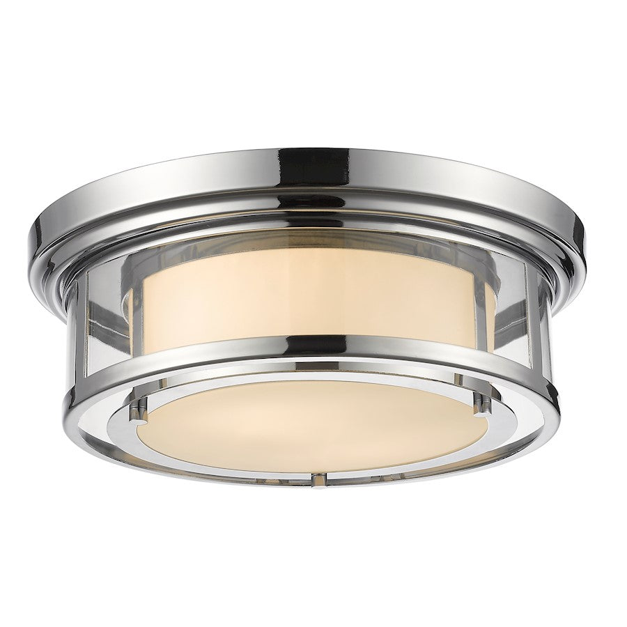 Z-Lite Luna 2 Light Flush Mount, 15.5x5.5", Chrome, Matte Opal - 2005F16-CH