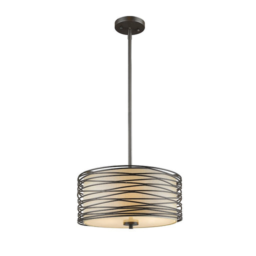 Z-Lite Zinnia 3 Light Pendant, 14x14x6.25", Bronze, Flax Linen - 2009-14BRZ