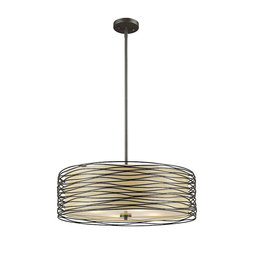 Z-Lite Zinnia 3 Light Pendant, 18x18x6.25", Bronze, Flax Linen - 2009-18BRZ