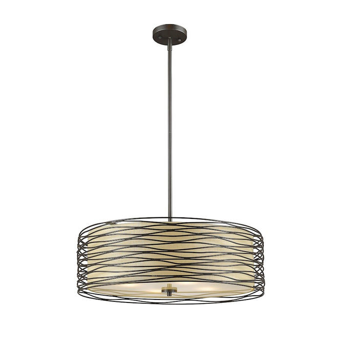 Z-Lite Zinnia 3 Light Pendant, 18x18x6.25", Bronze, Flax Linen - 2009-18BRZ