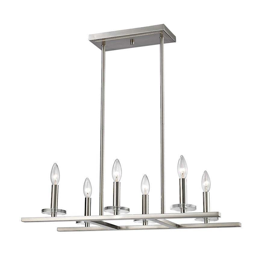 Z-Lite Verona 6 Light Pendant, 26x13x4.5", Brushed Nickel - 2010-6L-BN