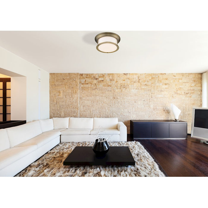 Z-Lite Sonna 3 Light Flush Mount, Heritage Brass/Opal
