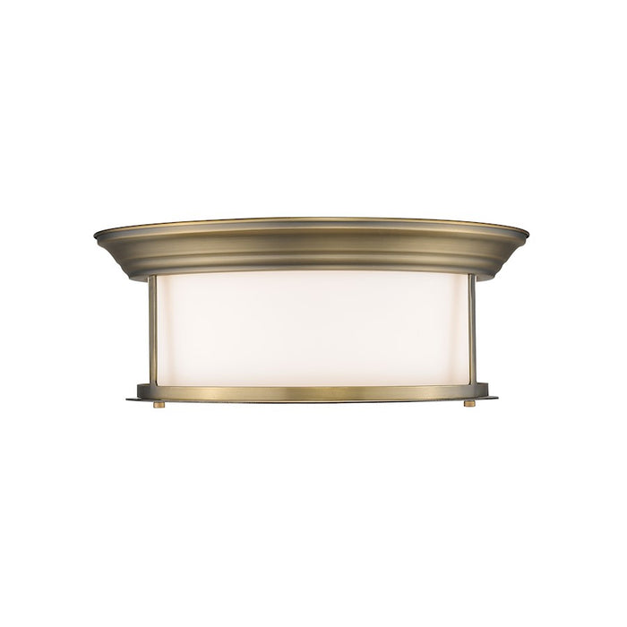 Z-Lite Sonna 3 Light Flush Mount, Heritage Brass/Opal
