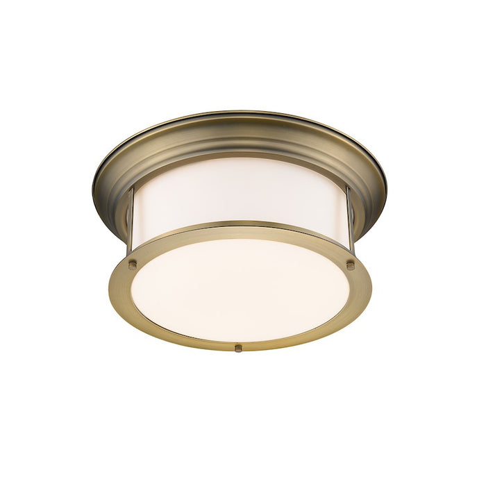 Z-Lite Sonna 3 Light Flush Mount, Heritage Brass/Opal