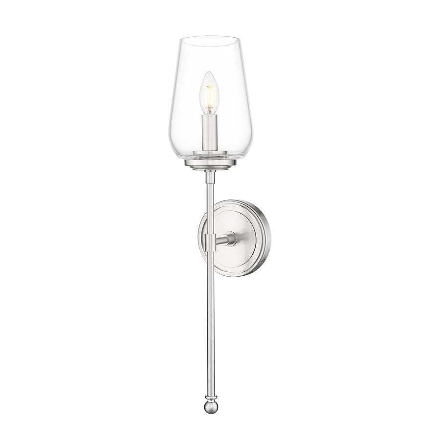 Z-Lite Dominique 1 Light Wall Sconce, Brushed Nickel/Clear - 2012-1S-BN