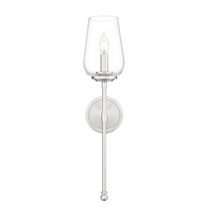 Z-Lite Dominique 1 Light Wall Sconce, Brushed Nickel/Clear