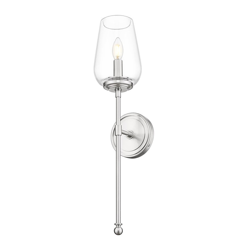Z-Lite Dominique 1 Light Wall Sconce, Brushed Nickel/Clear