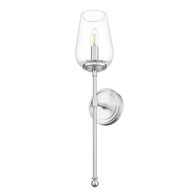 Z-Lite Dominique 1 Light Wall Sconce, Brushed Nickel/Clear