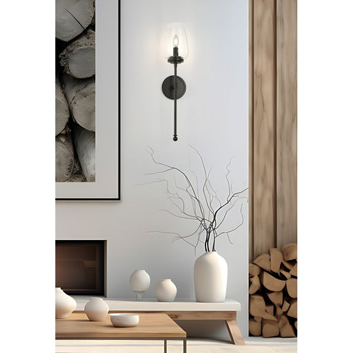 Z-Lite Dominique 1 Light Wall Sconce, Matte Black/Clear