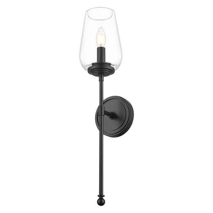 Z-Lite Dominique 1 Light Wall Sconce, Matte Black/Clear