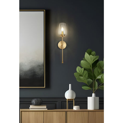 Z-Lite Dominique 1 Light Wall Sconce, Modern Gold/Clear
