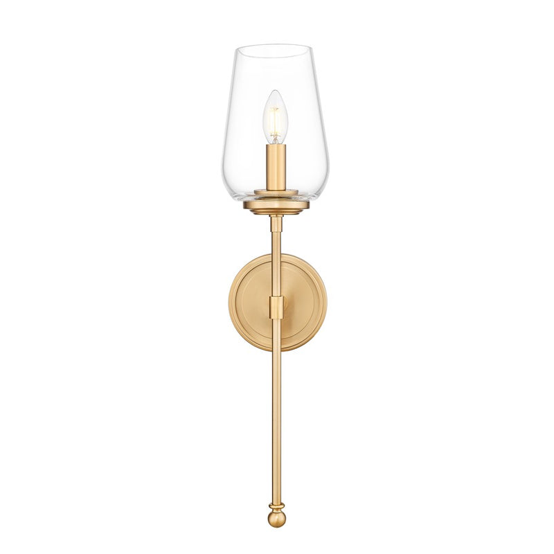 Z-Lite Dominique 1 Light Wall Sconce, Modern Gold/Clear