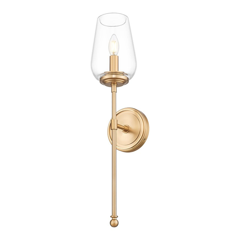 Z-Lite Dominique 1 Light Wall Sconce, Modern Gold/Clear