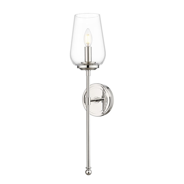 Z-Lite Dominique 1 Light Wall Sconce, Polished Nickel/Clear - 2012-1S-PN