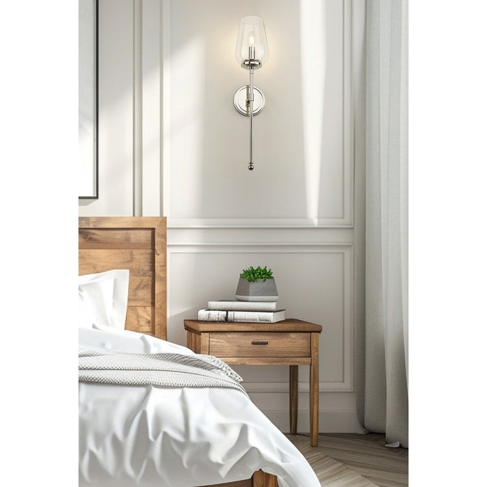 Z-Lite Dominique 1 Light Wall Sconce, Polished Nickel/Clear