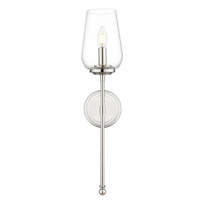 Z-Lite Dominique 1 Light Wall Sconce, Polished Nickel/Clear