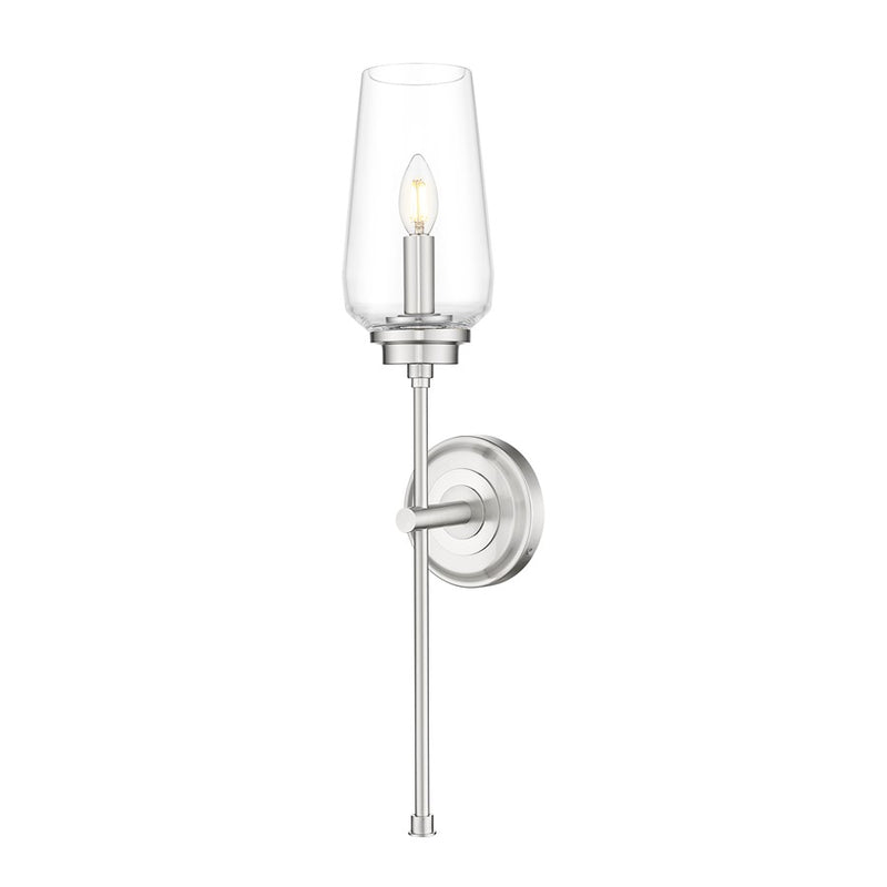 Z-Lite Clara 1 Light Wall Sconce, Brushed Nickel/Clear - 2013-1S-BN