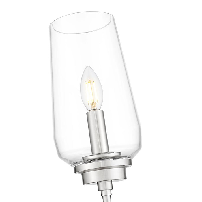 Z-Lite Clara 1 Light Wall Sconce, Brushed Nickel/Clear