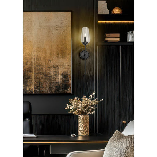 Z-Lite Clara 1 Light Wall Sconce, Matte Black/Clear