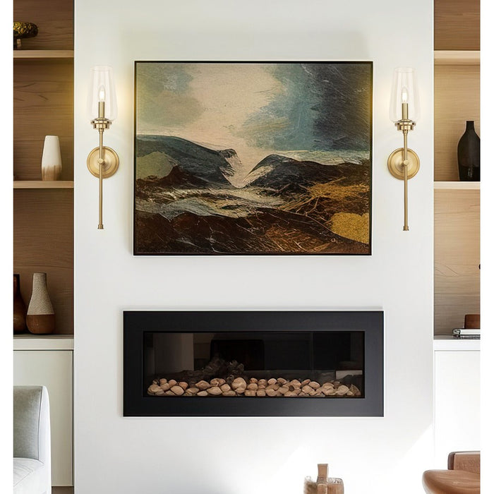 Z-Lite Clara 1 Light Wall Sconce, Modern Gold/Clear