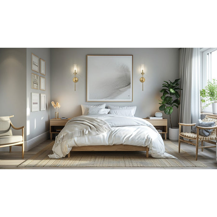 Z-Lite Clara 1 Light Wall Sconce, Modern Gold/Clear