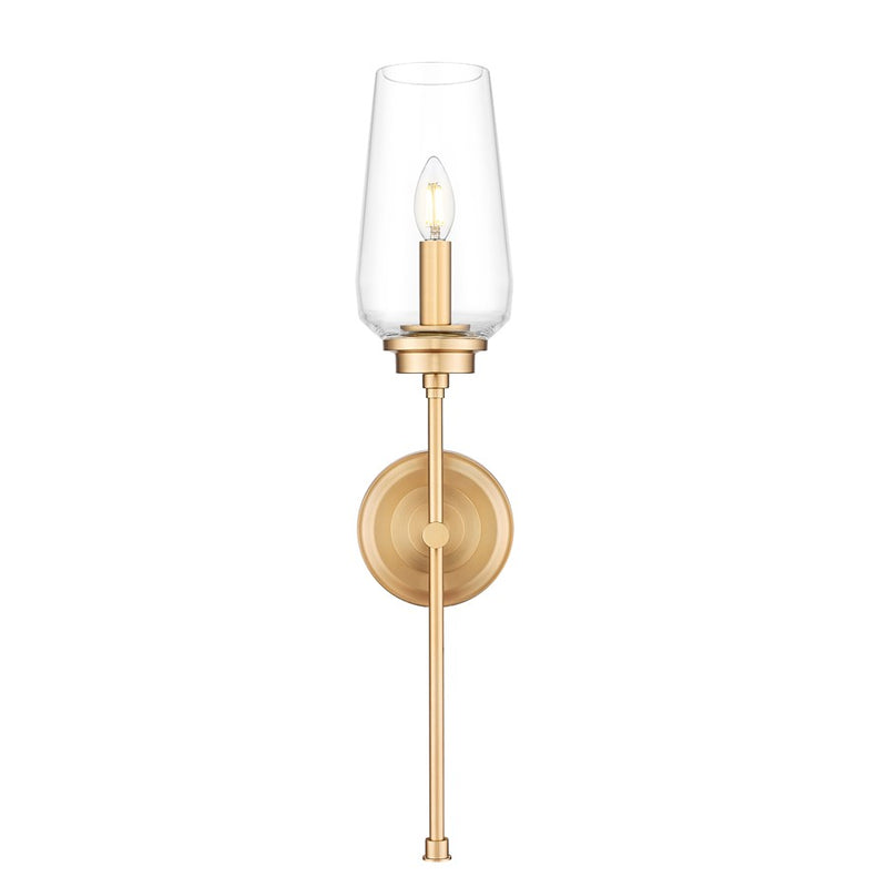 Z-Lite Clara 1 Light Wall Sconce, Modern Gold/Clear
