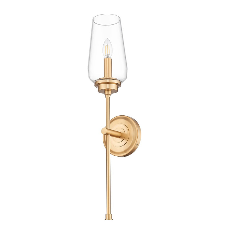 Z-Lite Clara 1 Light Wall Sconce, Modern Gold/Clear
