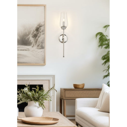 Z-Lite Clara 1 Light Wall Sconce, Polished Nickel/Clear