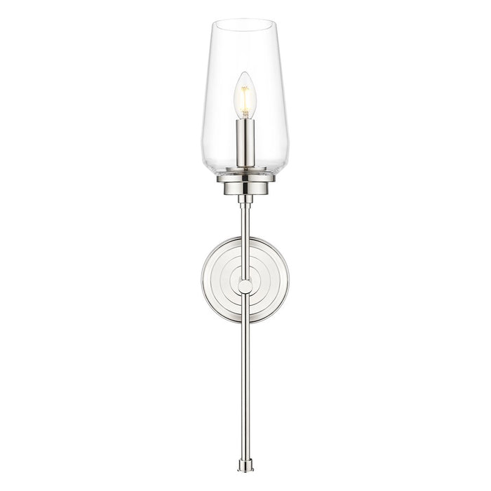 Z-Lite Clara 1 Light Wall Sconce, Polished Nickel/Clear