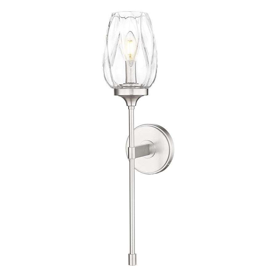 Z-Lite Cassian 1 Light Wall Sconce, Brushed Nickel/Clear - 2014-1S-BN