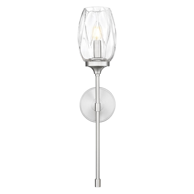 Z-Lite Cassian 1 Light Wall Sconce, Brushed Nickel/Clear