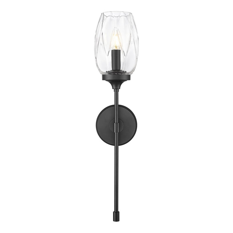 Z-Lite Cassian 1 Light Wall Sconce, Matte Black/Clear
