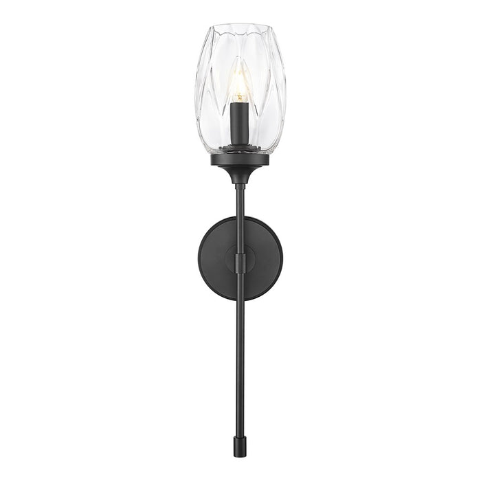 Z-Lite Cassian 1 Light Wall Sconce, Matte Black/Clear