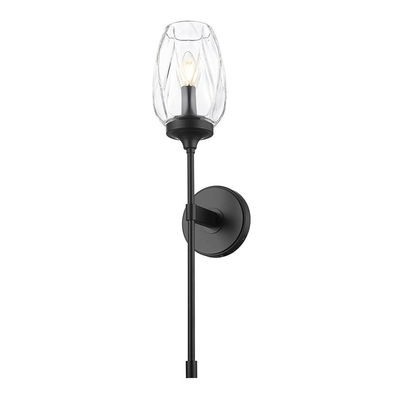 Z-Lite Cassian 1 Light Wall Sconce, Matte Black/Clear