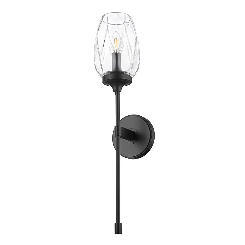 Z-Lite Cassian 1 Light Wall Sconce, Matte Black/Clear
