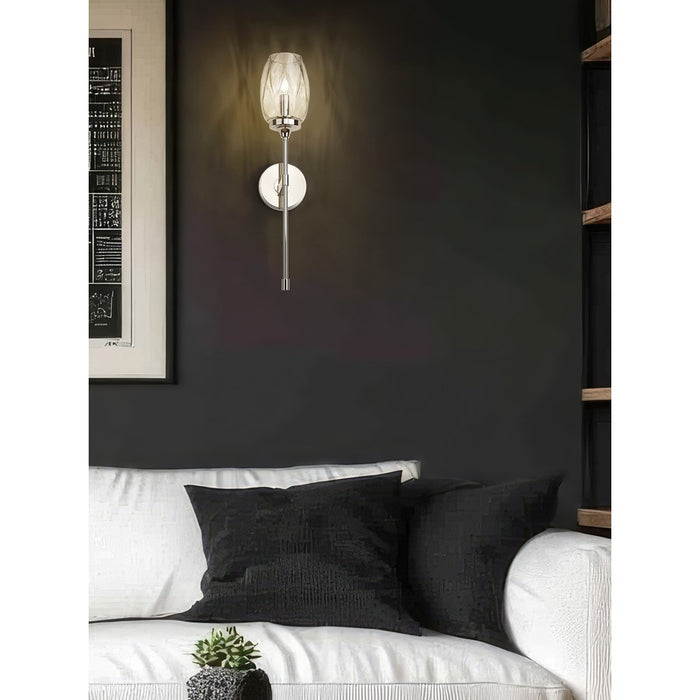 Z-Lite Cassian 1 Light Wall Sconce, Polished Nickel/Clear