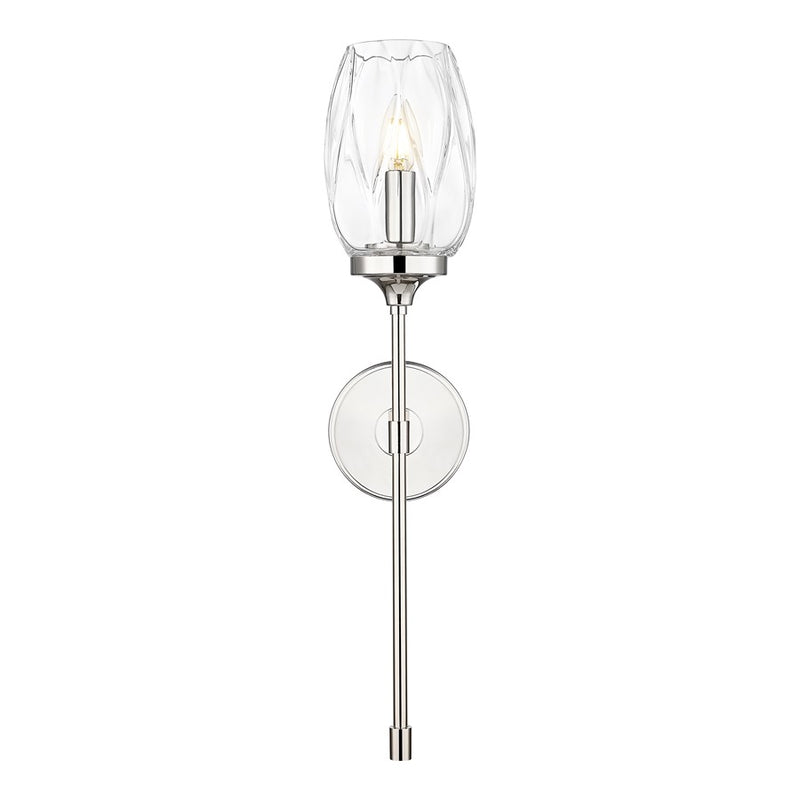 Z-Lite Cassian 1 Light Wall Sconce, Polished Nickel/Clear