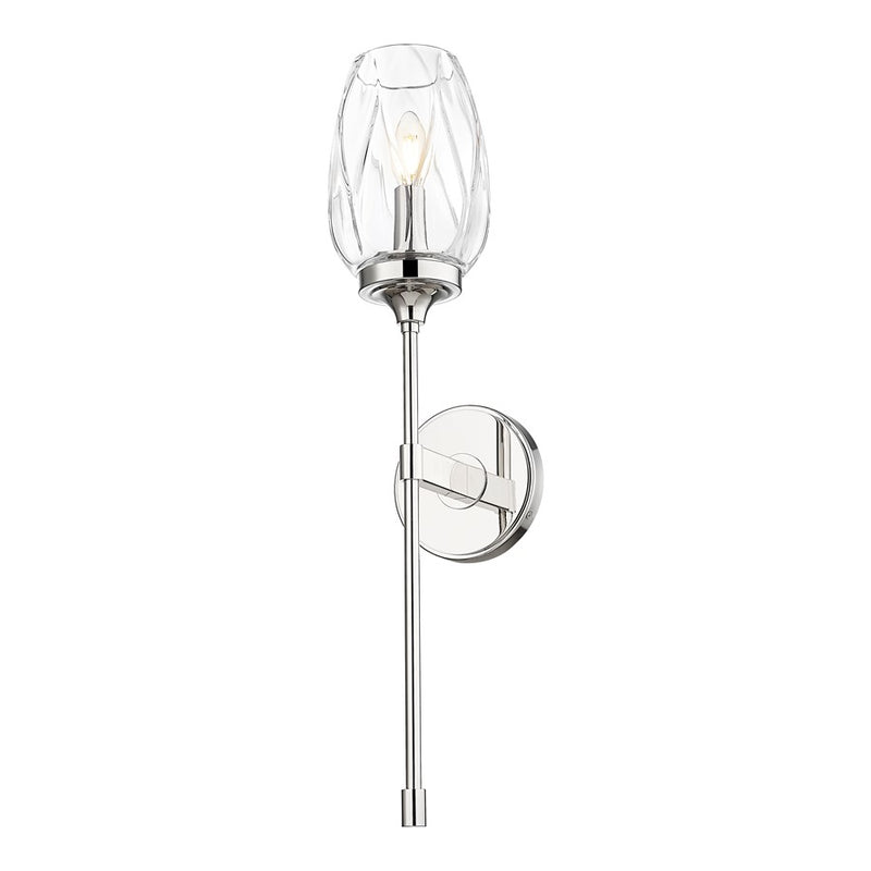 Z-Lite Cassian 1 Light Wall Sconce, Polished Nickel/Clear