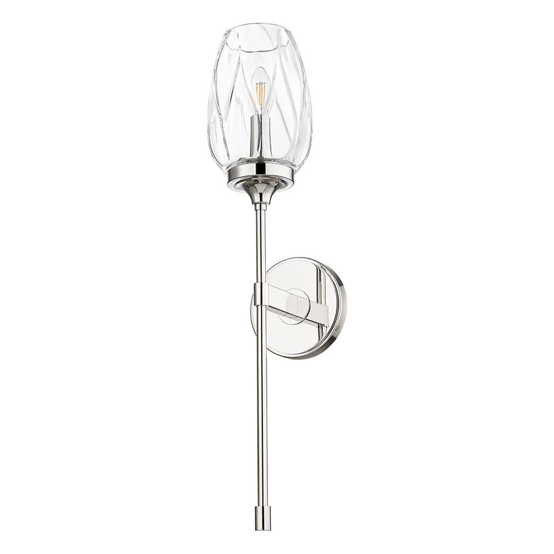 Z-Lite Cassian 1 Light Wall Sconce, Polished Nickel/Clear