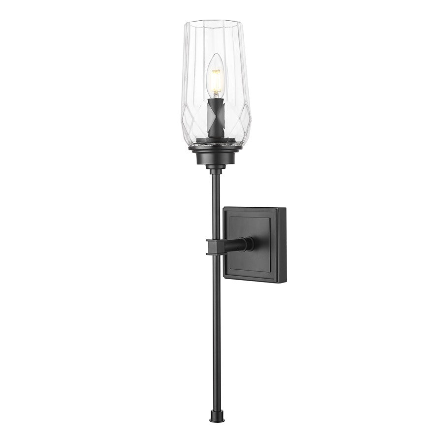 Z-Lite Cosmo 1 Light Wall Sconce, Matte Black/Clear - 2015-1S-MB