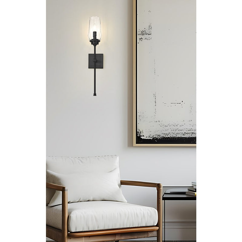 Z-Lite Cosmo 1 Light Wall Sconce, Matte Black/Clear