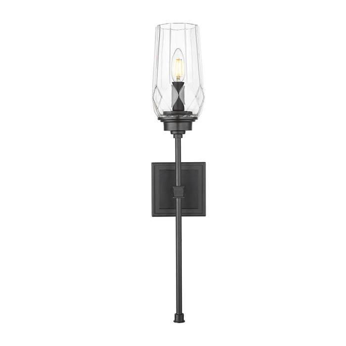 Z-Lite Cosmo 1 Light Wall Sconce, Matte Black/Clear