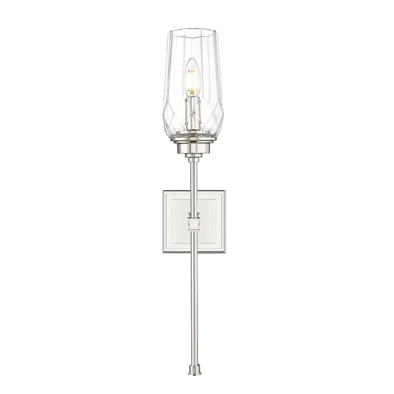 Z-Lite Cosmo 1 Light Wall Sconce, Polished Nickel/Clear